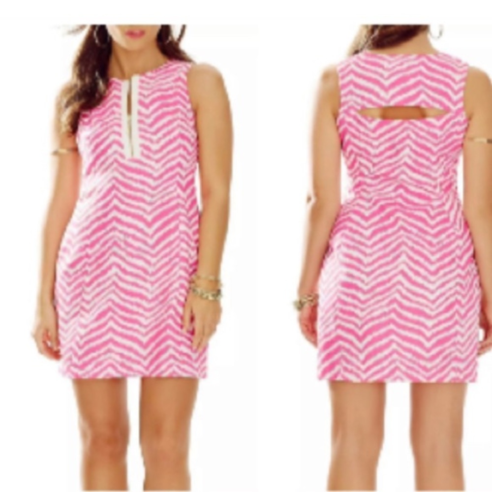 Lily Pulitzer Penelope shift dress in tropical pink zebra size 2 - Picture 1 of 5